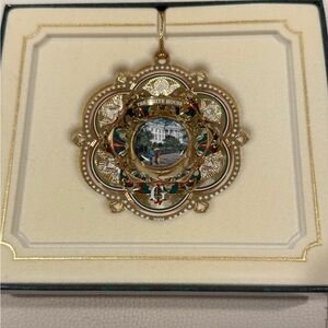 Gold and Green White House Ornament